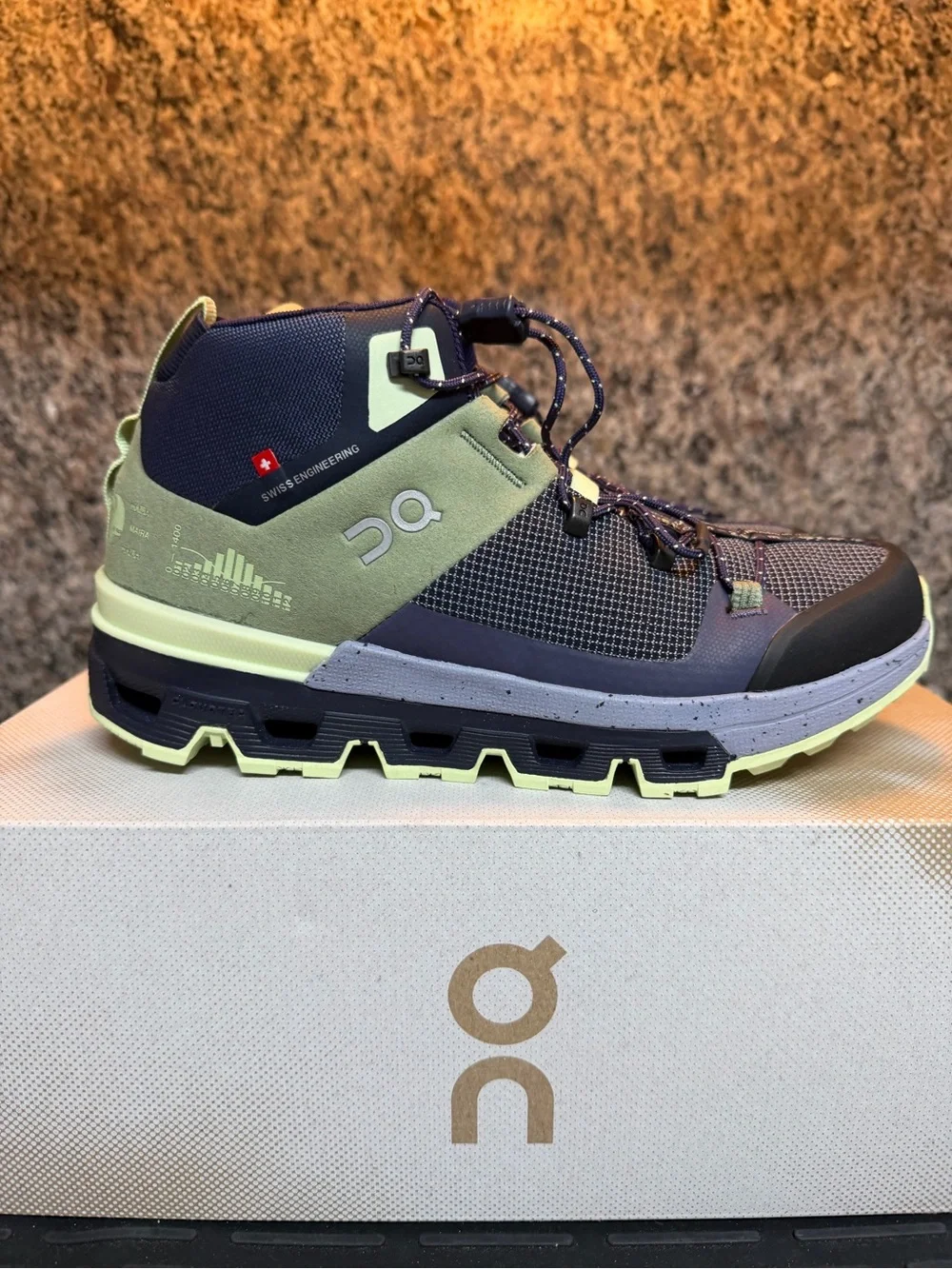 On Running Men's Mid-Top Hiking Boots in Navy and Olive
